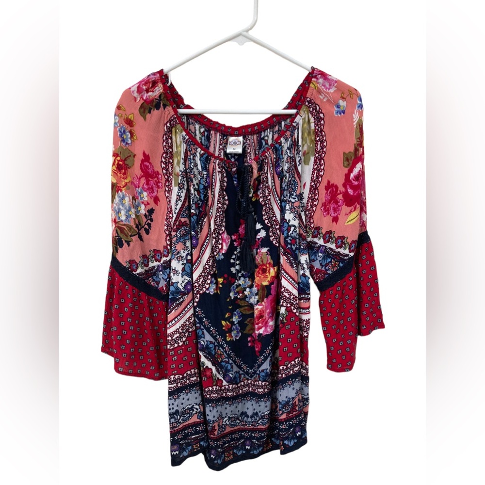 Bila Womens Peasant Top Boho‎ Size Medium.